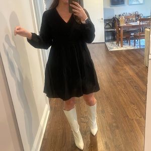 Black Babydoll Mini Ruffle Dress